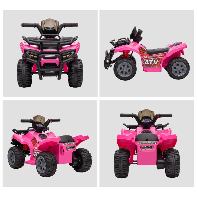 HOMCOM Electric Quad για παιδιά 18-36 μηνών με επαναφορτιζόμενη μπαταρία 6V, σε μέταλλο και PP, 70x42x45 cm, Ροζ 370-189V90PK