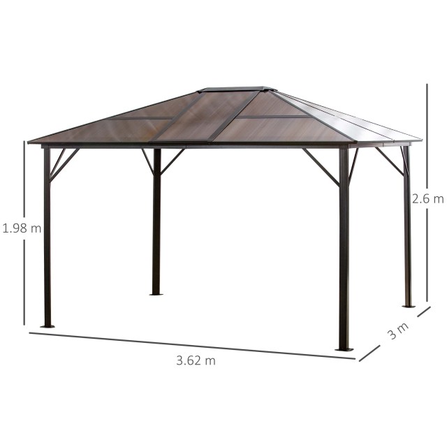 Outsunny Garden Gazebo με ηλιοροφή από πολυανθρακικό Anti-UV 50+ 84C-203