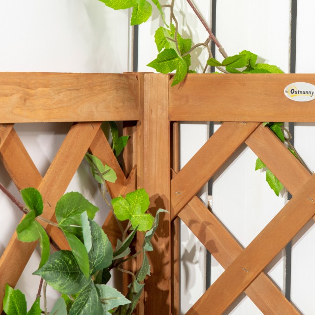 Outsunny Καφετιά έλατο Wood Hollow Bottom Ζαρντινιέρα κήπου με σχάρα για αναρρίχηση και διακοσμήσεις, 40x40x145cm 845-776V00BN
