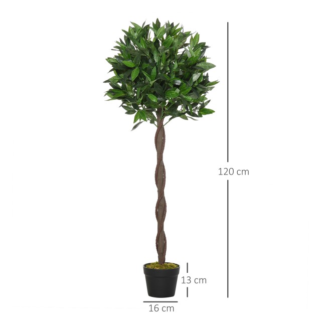 Outsunny Σετ 2 ψεύτικα φυτά δάφνης σε γλάστρα ύψους 120 cm για εσωτερικούς και εξωτερικούς χώρους 844-364