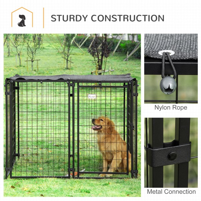 PawHut Foldable Dog Run με κάλυμμα, 8 πάνελ με πόρτα που κλειδώνει,...