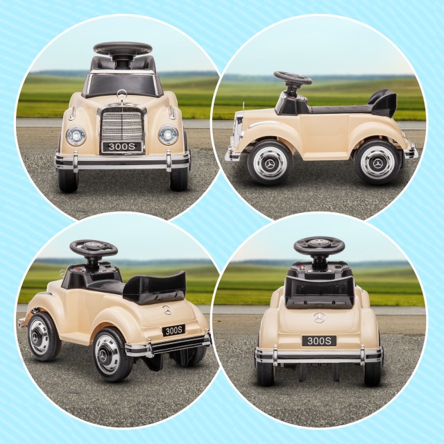 HOMCOM Electric Ride-On Toy Car για παιδιά 18-48 μηνών άδεια Mercedes-Benz με μουσική, μπεζ 370-292V90BG