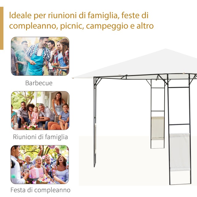 Outsunny Awning Gazebo White Metal 3x3m 01-0867