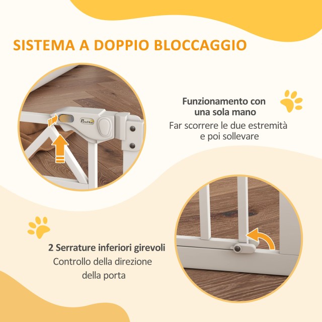 PawHut Gate για Small and Medium Dogs with Automatic Close, in Steel and PA, 74-100x76 cm, White D06-216V00WT