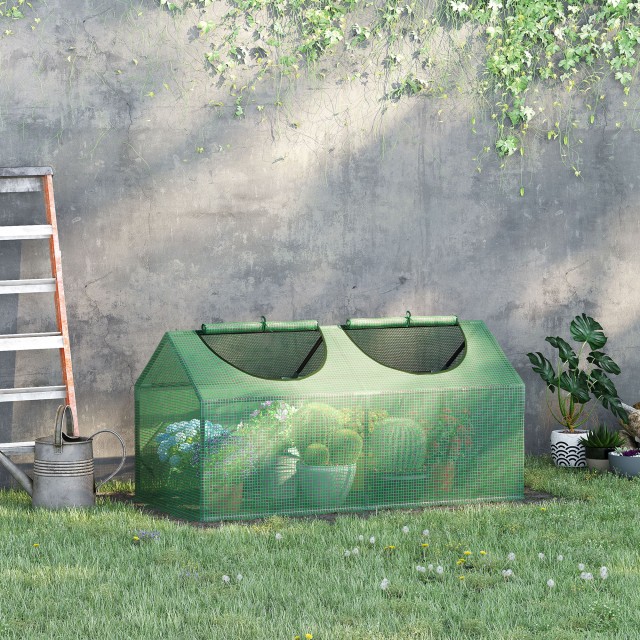 Θερμοκήπιο Outsunny Garden με κάλυμμα PE, Stakes και Extended Edges, 120x60x60cm, Πράσινο 845-368V03