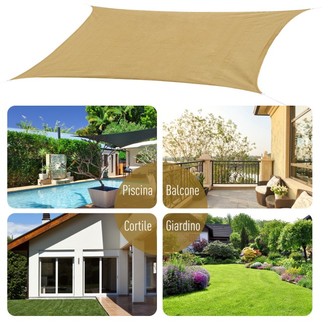 Outsunny Awnings Sail Ορθογώνια προστασία UV σε PE, άμμο, 4x6m 100110-059SA