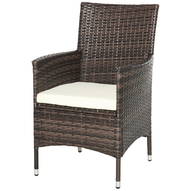 Outsunny Σετ Πολυθρόνες Κήπου σε Rattan με Τραπεζάκι Σαλονιού, Καφέ 863-027BN
