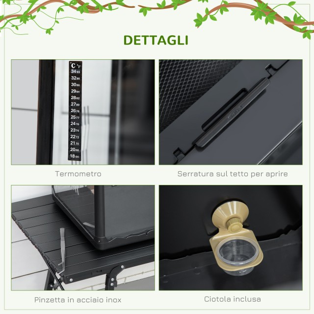 Γυάλινο Ενυδρείο για Ερπετά με Φωτισμό Terrarium 60 x 40 x 40.5 cm PawHut D40-017V90