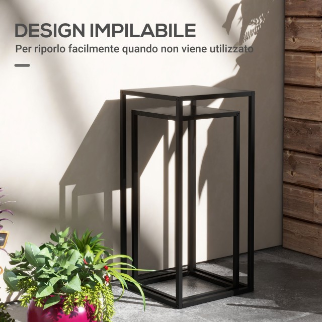 Σετ τραπεζιού Outsunny Plant Holder 2 τεμαχίων σε ατσάλι για εσωτερ...