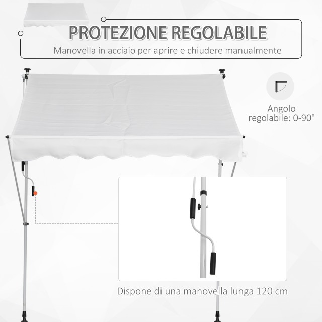 Outsunny Outdoor Roller Τέντα με μανιβέλα, ρυθμιζόμενο ύψος και γωνία, 200x150cm 840-182WT