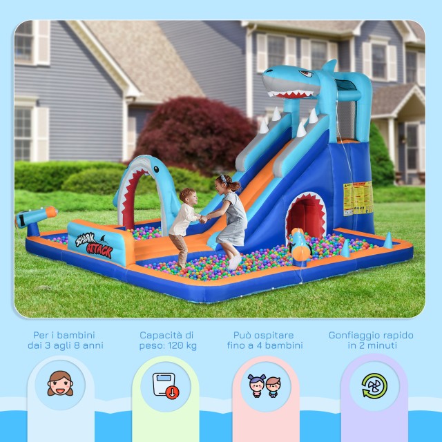 Bouncy Castle για παιδιά 3-8 ετών με φουσκωτή, τσουλήθρα, πισίνα και τοίχο αναρρίχησης 346-006V90MX