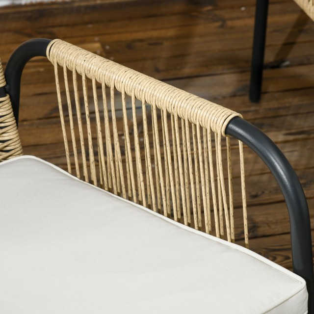 Outsunny Garden Lounge σε PE Rattan με καναπέ και 2 πολυθρόνες με μαξιλάρια, γυάλινο τραπεζάκι σαλονιού, κίτρινο 860-286V02YL