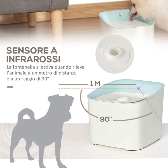 PawHut 3L Drinking Fountain for Cats and Dogs Αυτόματος διανομέας νερού με φίλτρο άνθρακα - Λευκό D08-025V90BU