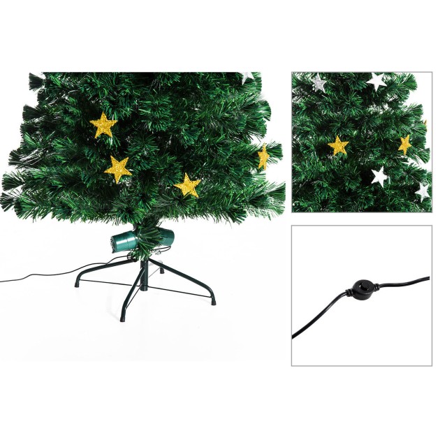 Χριστουγεννιάτικο Δέντρο 180 cm με 27 Φωτάκια LED Οπτικές Ίνες και 230 Κλαδιά HOMCOM 02-0794