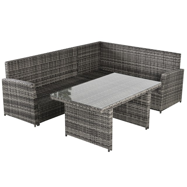 Outsunny Garden Lounge με 2 καναπέδες και τραπέζι σε PE Rattan Grey...