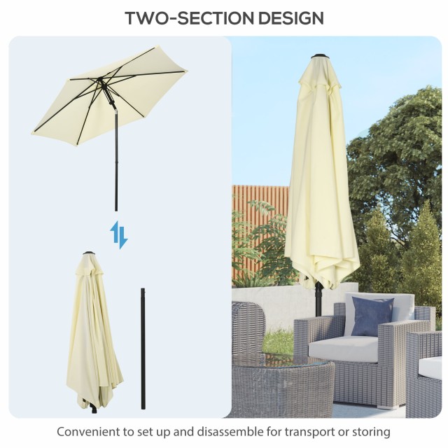 Outsunny Garden Parasol από πολυεστέρα και μέταλλο με ανακλινόμενο ...