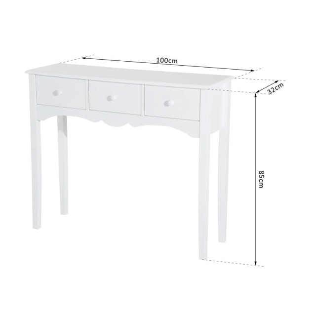 Ξύλινη Κονσόλα με 3 Συρτάρια 100 x 32 x 85 cm HOMCOM 833-313