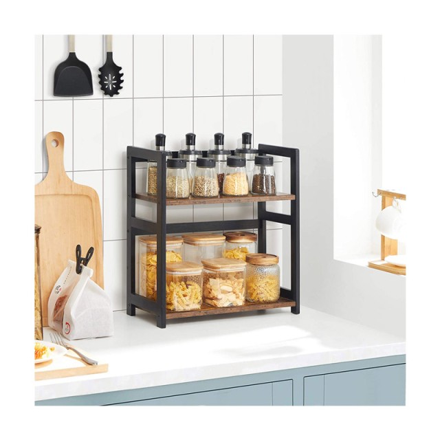 Ξύλινη Ραφιέρα από Μπαμπού με 2 Ράφια 42 x 18 x 43 cm Songmics OFS046B01
