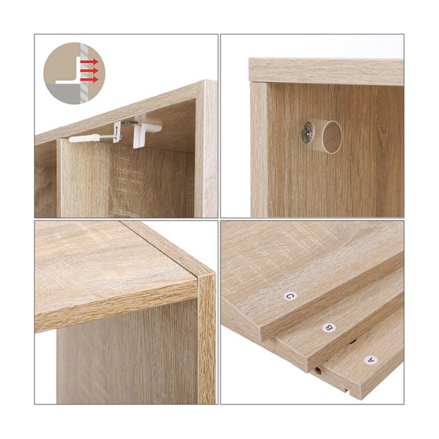 Ξύλινη Βιβλιοθήκη με 8 Ράφια 97.5 x 30 x 100 cm Χρώματος Καφέ Ανοιχ...