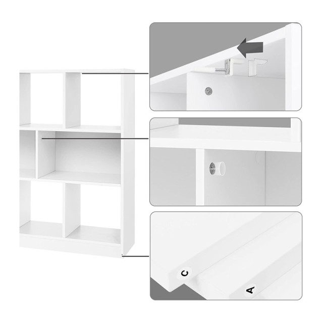 Ξύλινη Βιβλιοθήκη με 8 Ράφια 97.5 x 30 x 100 cm Χρώματος Λευκό VASAGLE LBC52WT