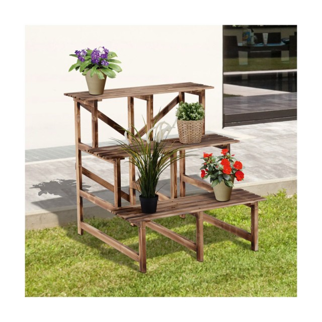 Ξύλινη Ζαρντινιέρα 3 Επιπέδων 80 x 80 x 80 cm Outsunny 845-114