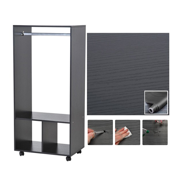 Ξύλινη Ανοιχτή Τροχήλατη Ντουλάπα 60 x 40 x 128 cm HOMCOM 831-208BK