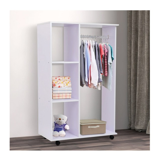 Ξύλινη Ανοιχτή Τροχήλατη Ντουλάπα 80 x 40 x 128 cm HOMCOM 02-0604