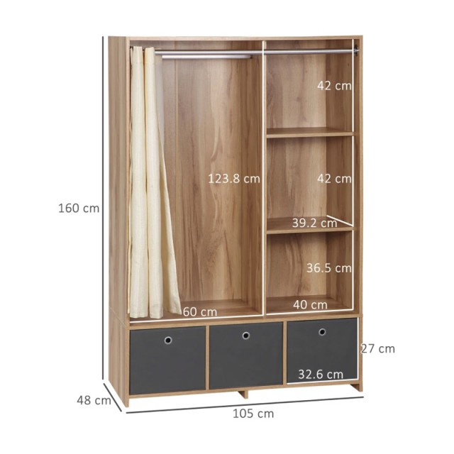 Ξύλινη Ανοιχτή Ντουλάπα 105 x 48 x 160 cm HOMCOM 831-573V00ND