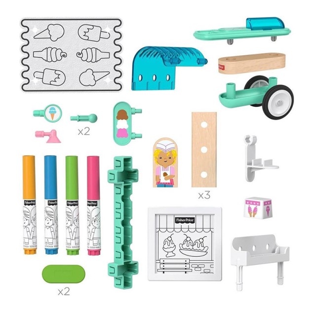 Ξύλινη Κατασκευή Καροτσάκι Παγωτού 15 τμχ Fisher Price Wonder Maker...