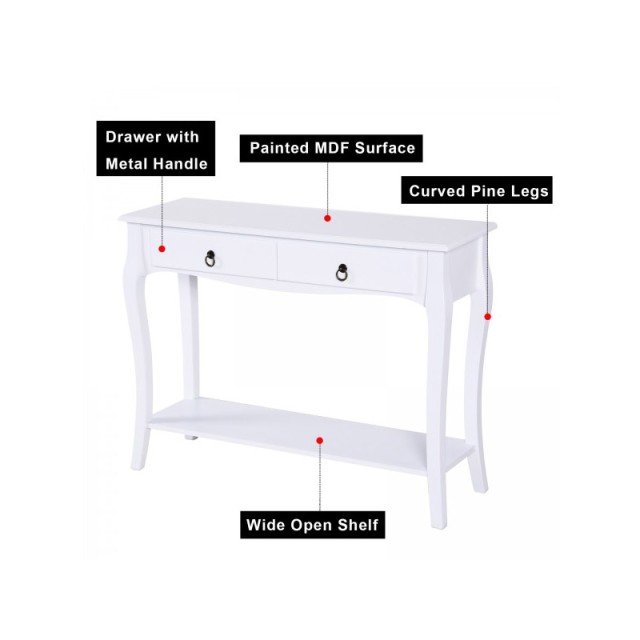 Ξύλινη Κονσόλα με 2 Συρτάρια 100 x 33 x 76 cm HOMCOM 831-182