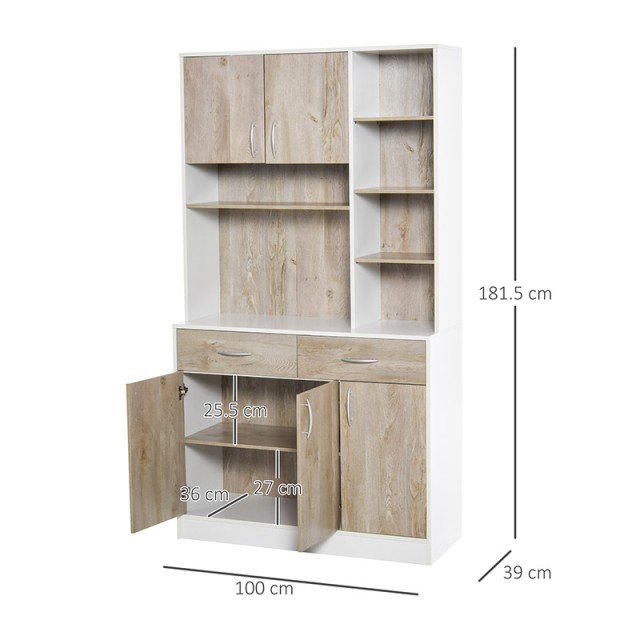 Ξύλινη Ντουλάπα Κουζίνας 100 x 39 x 181.5 cm HOMCOM 835-260