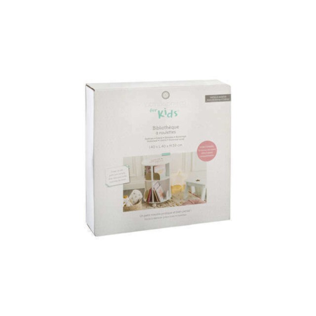 Ξύλινη Παιδική Τροχήλατη Περιστρεφόμενη Βιβλιοθήκη 40 x 40 x 60 cm ...