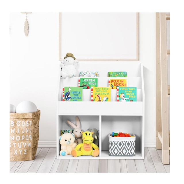 Ξύλινη Παιδική Βιβλιοθήκη με 5 Ράφια 70 x 30 x 80 cm Costway JZ10150WH