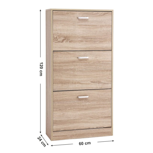 Ξύλινη Παπουτσοθήκη 60 x 24 x 120 cm Χρώματος Καφέ Ανοιχτό VASAGLE LBC03NL