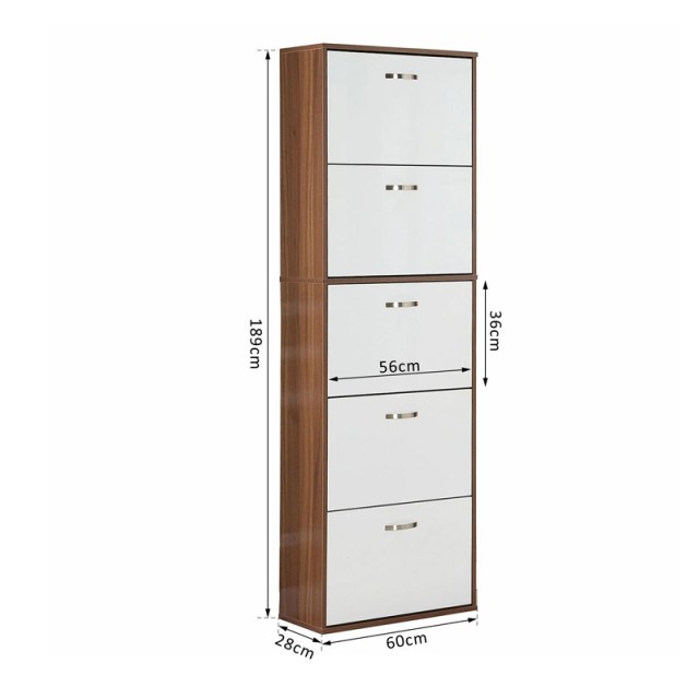 Ξύλινη Παπουτσοθήκη με 5 Διαμερίσματα 60 x 28 x 189 cm HOMCOM 833-326
