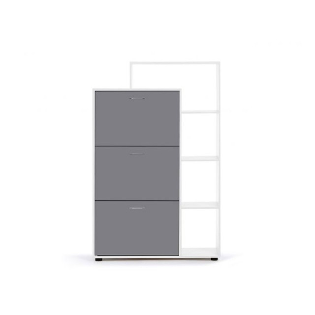 Ξύλινη Παπουτσοθήκη με Ράφια 86.5 x 24 x 135 cm Χρώματος Λευκό - Γκρι Idomya 30080136