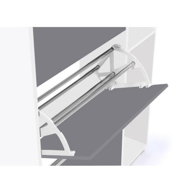 Ξύλινη Παπουτσοθήκη με Ράφια 86.5 x 24 x 135 cm Χρώματος Λευκό - Γκρι Idomya 30080136