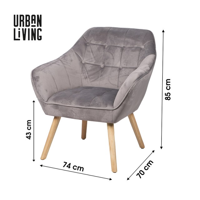 Wooden Armchair 74 x 70 x 85 cm Color Gray Urban Living 152048