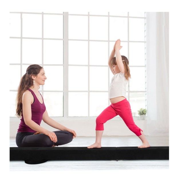 Ξύλινη Πτυσσόμενη Δοκός Ισορροπίας 2.1 m Χρώματος Μαύρο Costway FH1...