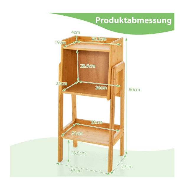 Ξύλινη Ραφιέρα από Μπαμπού με 3 Ράφια 27 x 37 x 80 cm Costway JV11085NA