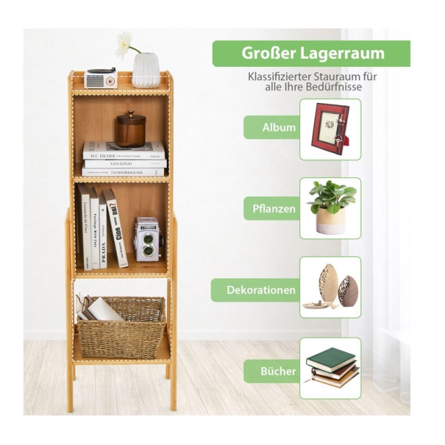 Ξύλινη Ραφιέρα από Μπαμπού με 4 Ράφια 26.5 x 37 x 113 cm Costway JV11086NA