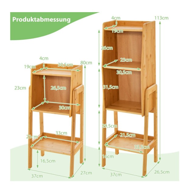 Ξύλινη Ραφιέρα από Μπαμπού με 4 Ράφια 26.5 x 37 x 113 cm Costway JV11086NA