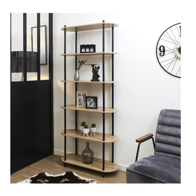 Ξύλινη Ραφιέρα με 6 Ράφια 80 x 30 x 181 cm Home Deco Factory HD0076
