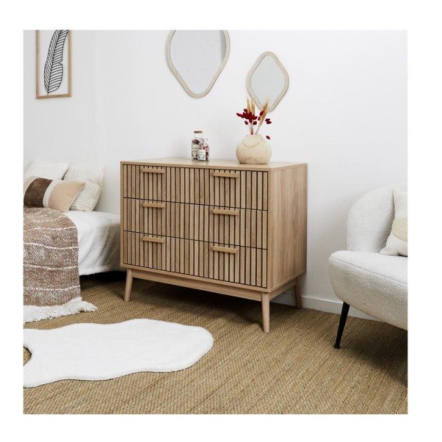 Ξύλινη Συρταριέρα με 3 Συρτάρια 90 x 49 x 79 cm Home Deco Factory H...