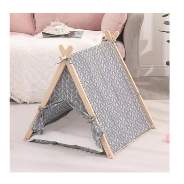 Ξύλινη Σκηνή για Κατοικίδια 65 x 47 x 59 cm Χρώματος Γκρι Bakaji 02839351