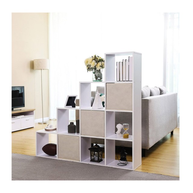 Ξύλινη Βιβλιοθήκη με 10 Ράφια 129.5 x 29 x 129.5 cm Χρώματος Λευκό VASAGLE LBC10WTV1