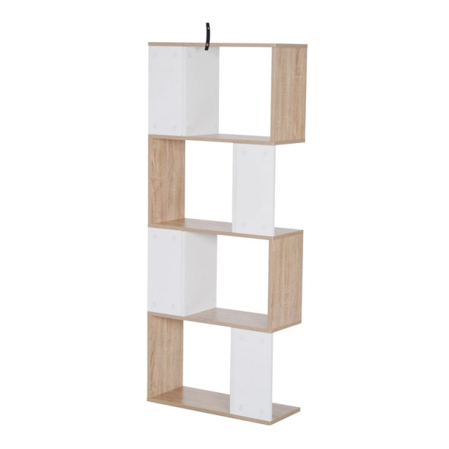 Ξύλινη Βιβλιοθήκη με 4 Ράφια 60 x 24 x 148 cm Χρώματος Λευκό HOMCOM...