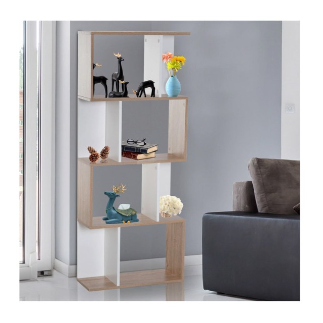 Ξύλινη Βιβλιοθήκη με 4 Ράφια 60 x 24 x 148 cm Χρώματος Λευκό HOMCOM...