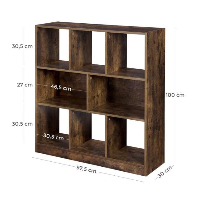 Ξύλινη Βιβλιοθήκη με 8 Ράφια 97.5 x 30 x 100 cm VASAGLE LBC52BX