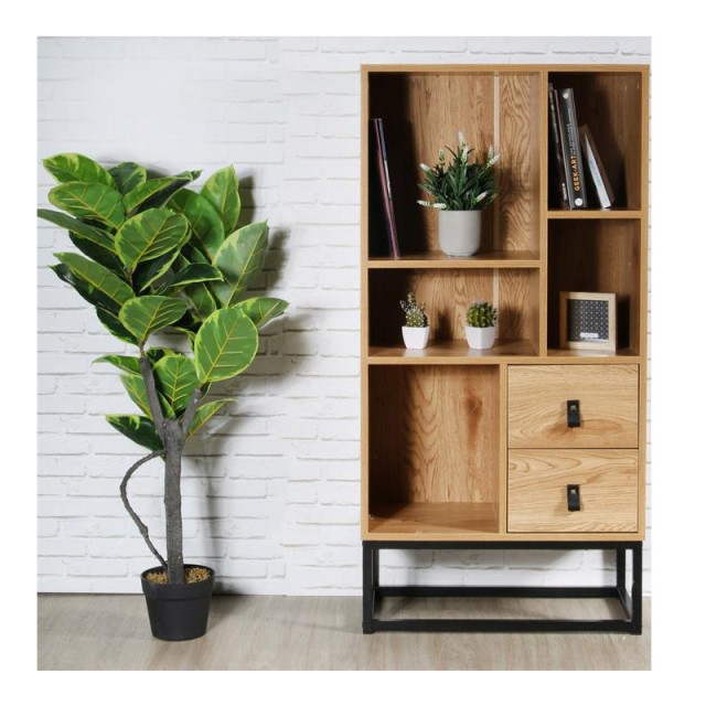 Ξύλινη Βιβλιοθήκη με Μεταλλική Βάση 60 x 29 x 120 cm Home Deco Factory HD6625